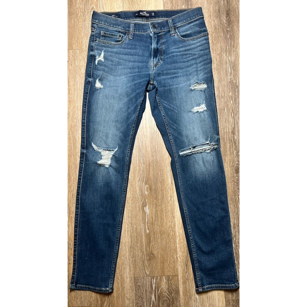 Hollister Skinny Jeans 32x32 Navy Blue Faded